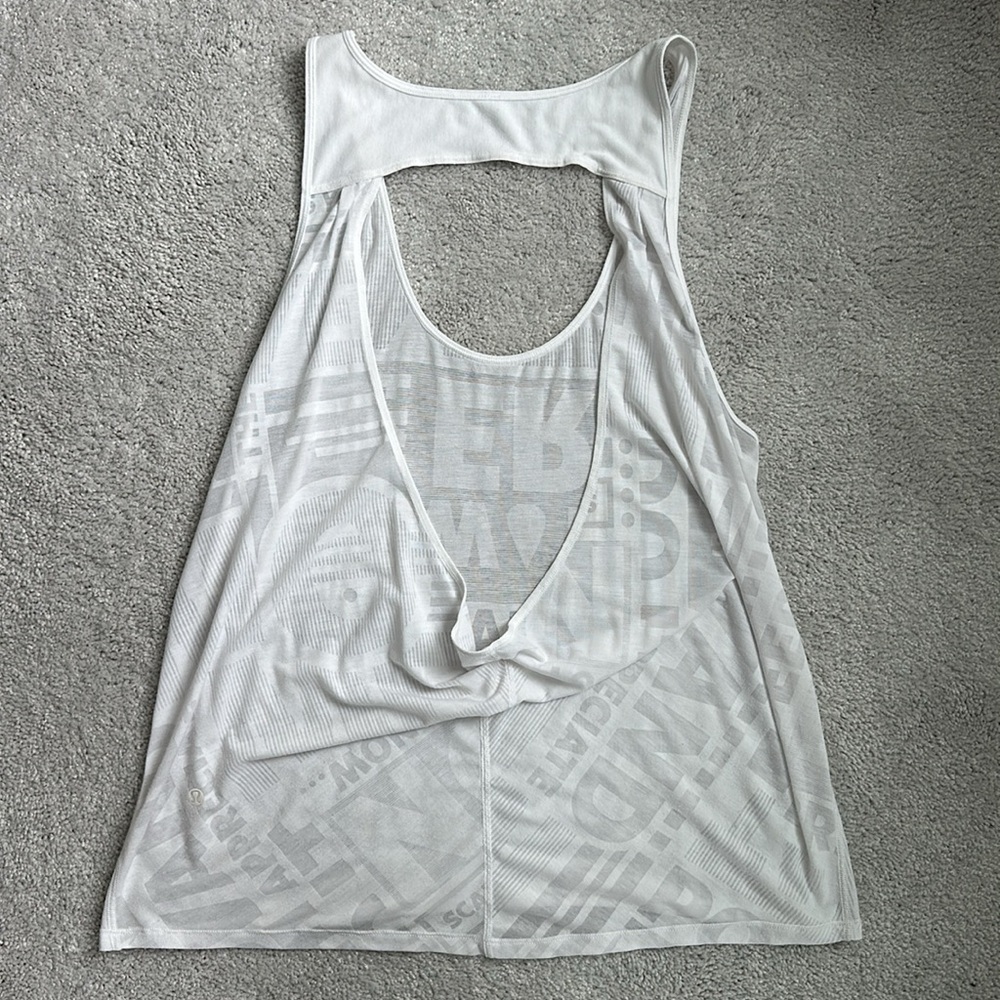 Lululemon Next To Nothing Tank Exploded Manifesto Pop Block Burnout White - Picture 10 of 11